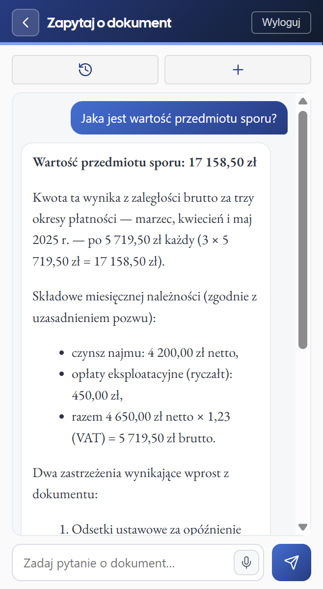 Zapytaj o dokument - panel dodatku w Wordzie
